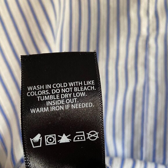 Nanette Lepore Front Tie Gold Embellished Blue White Stripe Blouse Size Large - Picture 9 of 10